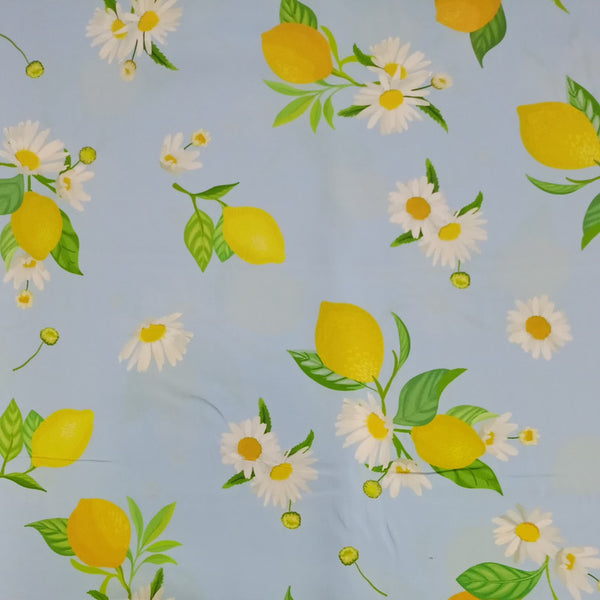 Zerbra Flower & Lemon Print On Korean Satin-KSPL46