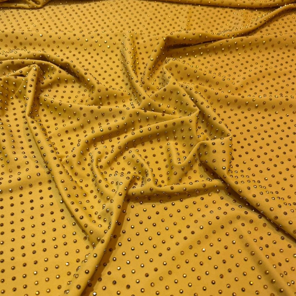 Gold On Gold Rhinestone Fabric