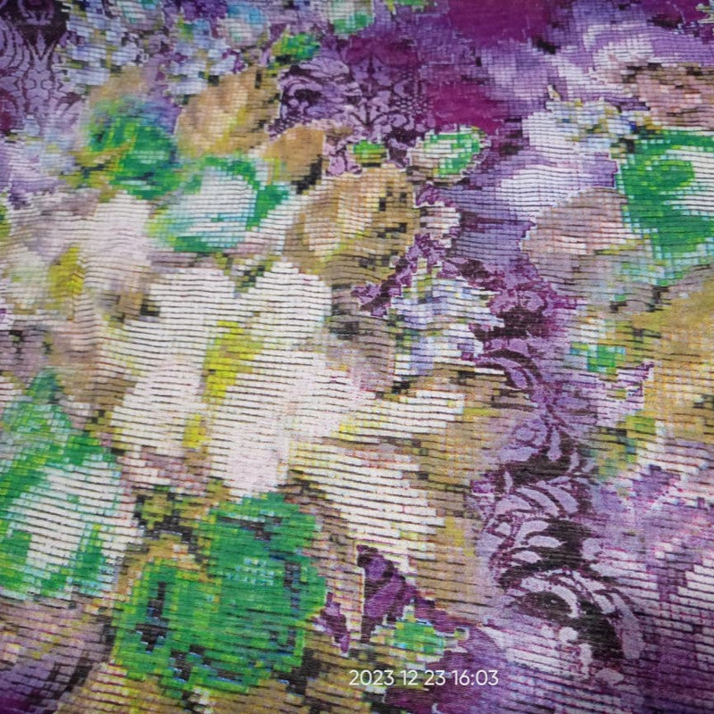 Voilet Floral Print On French Rayon-FRPS05