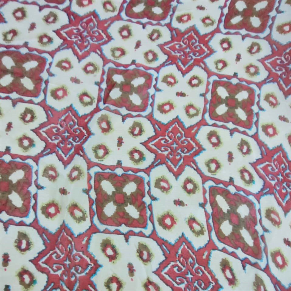 Geometrical Brown Check Print On Silk Chiffon-SCPS150
