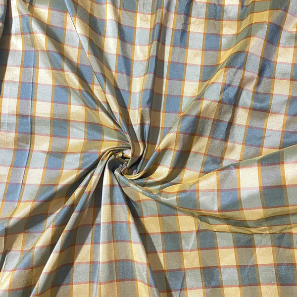 Silk Taffeta-Yellow & Green-Check