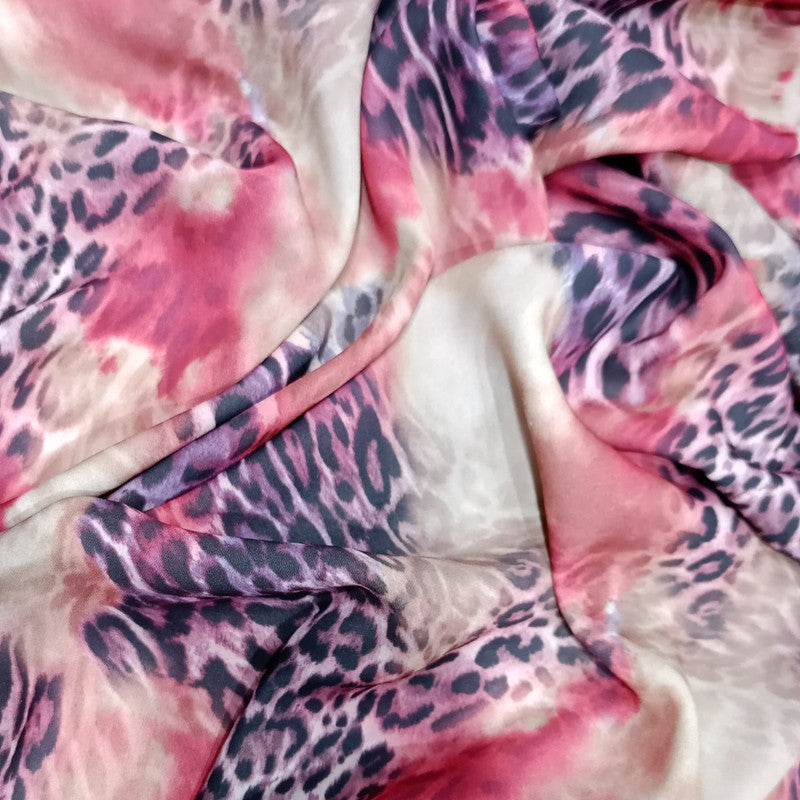 Magenta Purple Leopard Print On Royal Georgette RGPS29