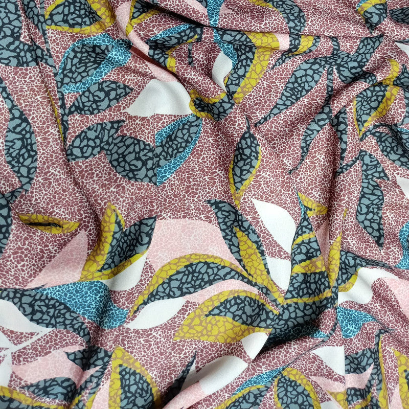 Leafy Brown Print On Royal Georgette RGPL19