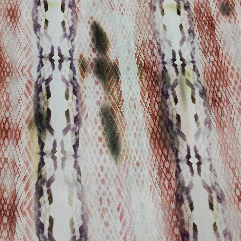 Red Colour Snake Skin Print On Korean Satin KSPB74
