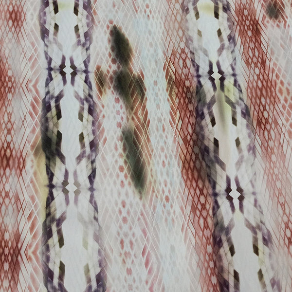 Red Colour Snake Skin Print On Korean Satin KSPB74