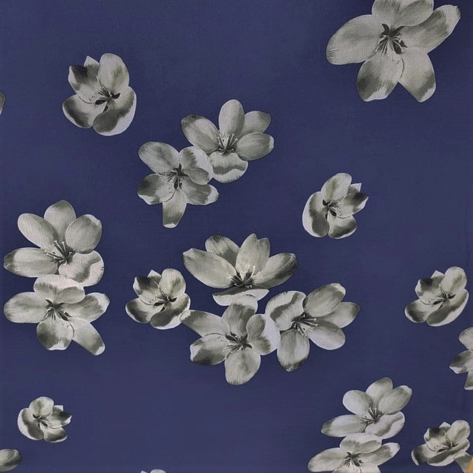 Ivory Floral Print On Snake Crepe SCPS13