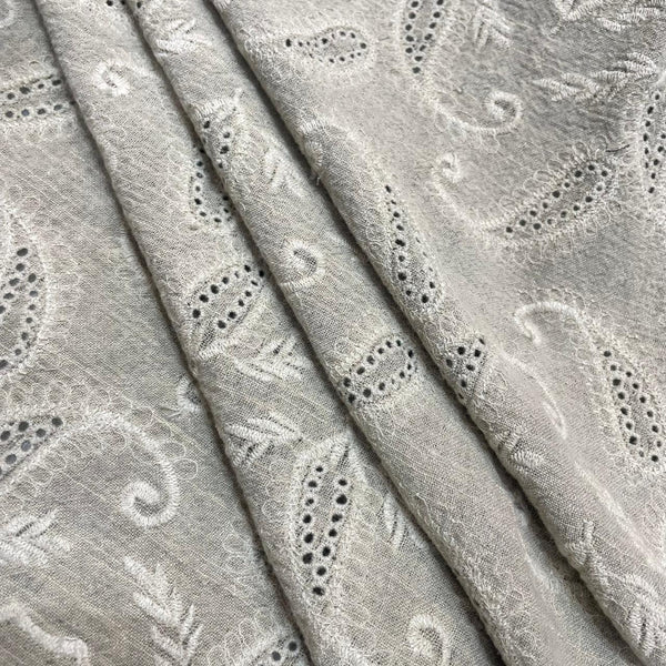 Burnout Linen Schiffli Jacquard Fabric