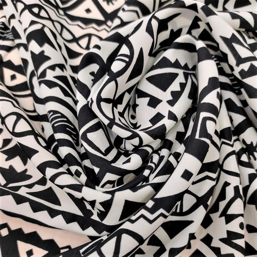 Artwork Black & White Print On Sandwash Crepe SCPS01