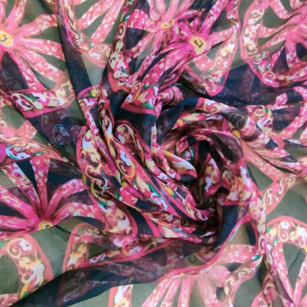 Wheel Of Art (Pink) Print On Silk Chiffon-SCPS267