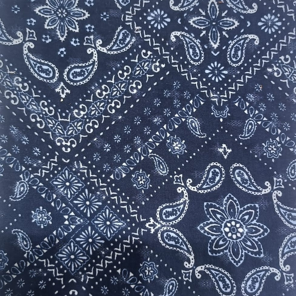 Indigo Paisley Print On Rayon Jaquard RJPS01