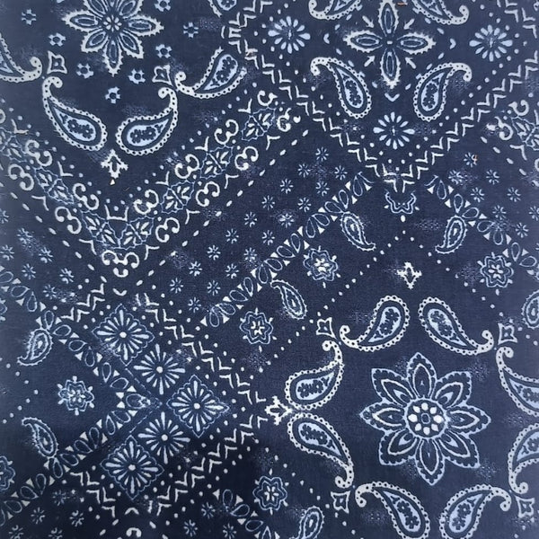Indigo Paisley Print On Rayon Jaquard RJPS01