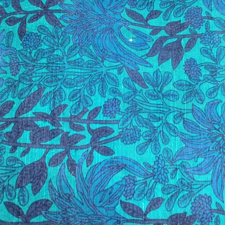 Sky Base Flower Print On Dupion Silk