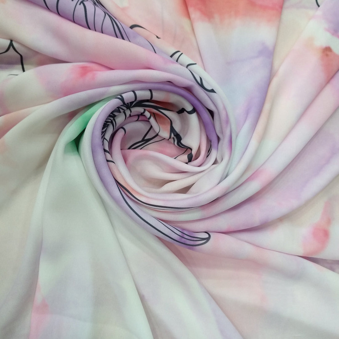 Sea Flower Print On Royal Georgette RGPA59