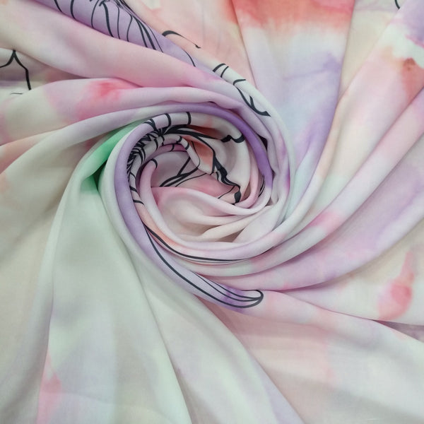 Sea Flower Print On Royal Georgette RGPA59