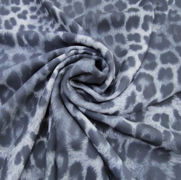 Black & Grey Leopard Print On Royal Georgette RGPS03