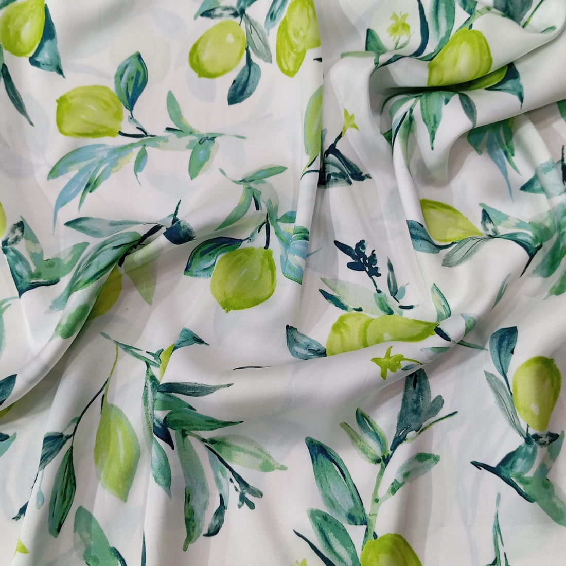 Lemon Print On Korean Satin-KSPL47