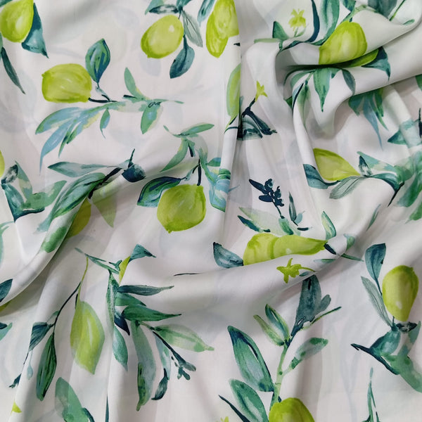 Lemon Print On Korean Satin-KSPL47