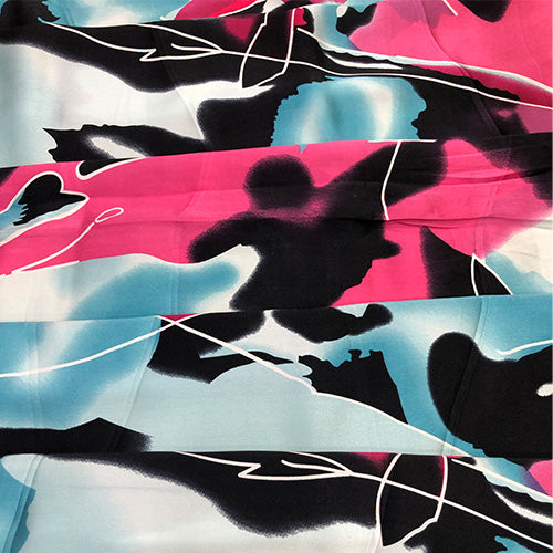 Colour Burst Print On Pure Silk Satin