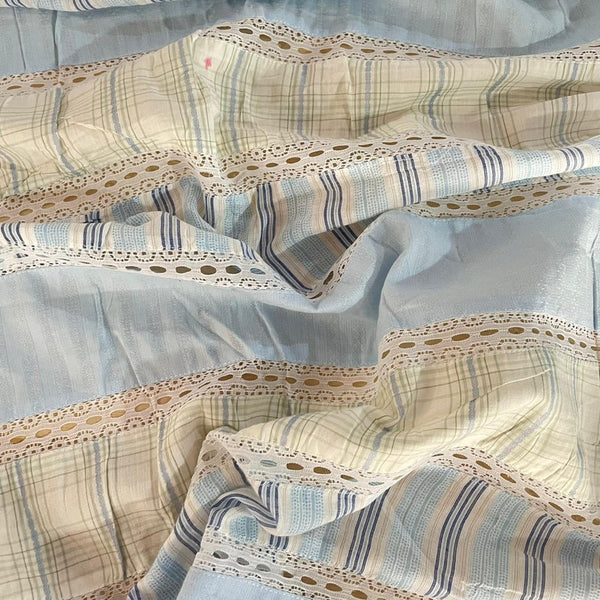 Cotton Stripe Embroidered Fabric OSCP240