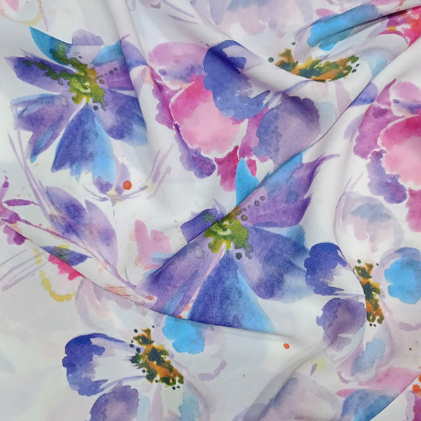 Brush Art Flower Print On Royal Georgette RGPA39