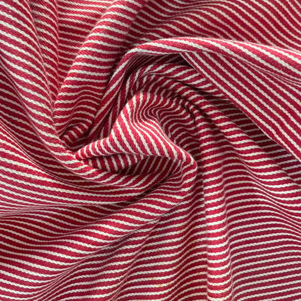 Red & White Stripe on Cotton Fabric OSCP160