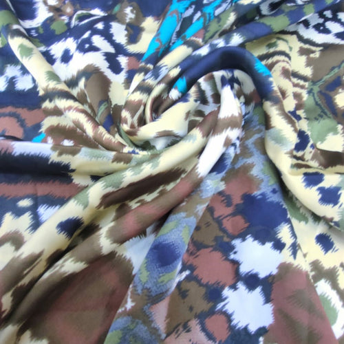 Brown Traditional Print Print On Korean Satin-KSPS33