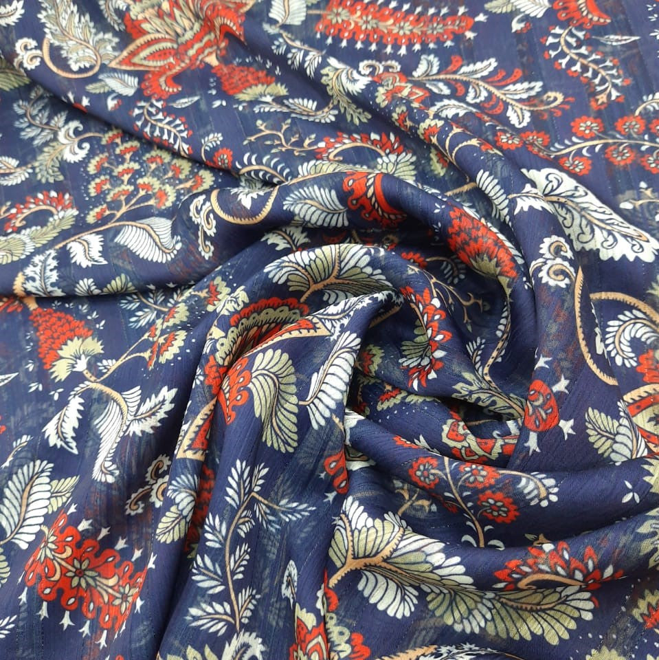 British Heritage Print on Chiffon Lurex