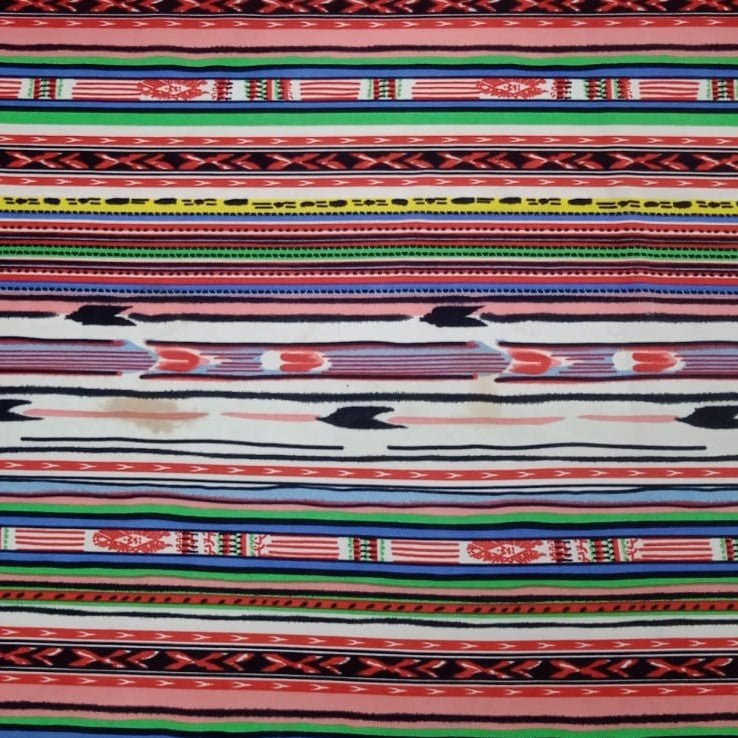 Multi Color Stripes Print On Poly Knitted PKPS07
