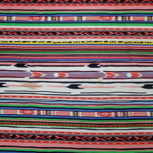 Multi Color Stripes Print On Poly Knitted PKPS07