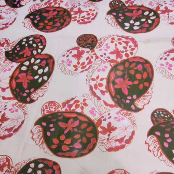 Paisley Floral Pot Print On Silk Chiffon-SCPS178