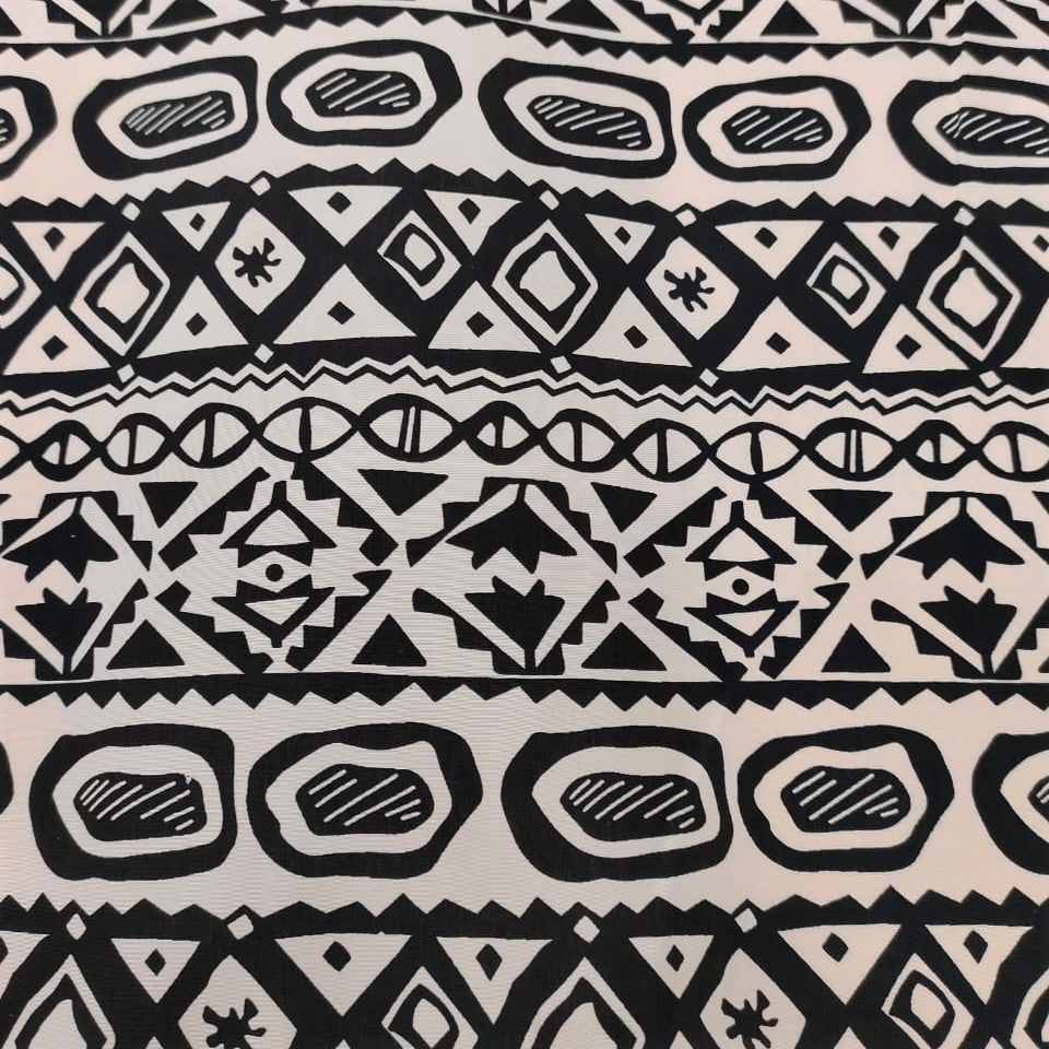 Artwork Black & White Print On Sandwash Crepe SCPS01