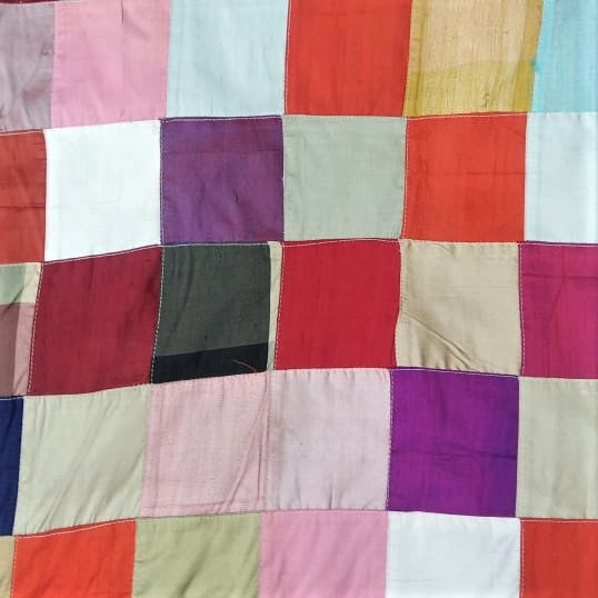 Multicolor Patchwork Silk Woven Fabric