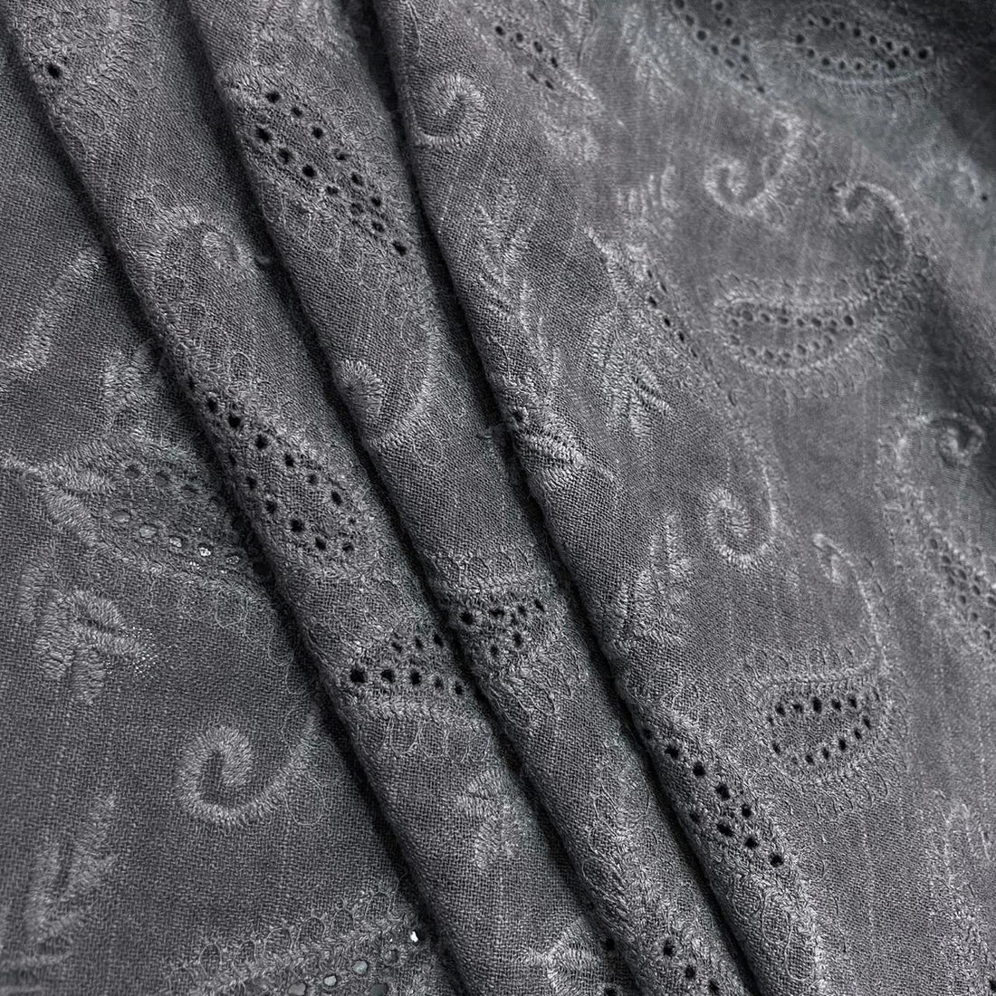 Burnout Linen Schiffli Jacquard Fabric