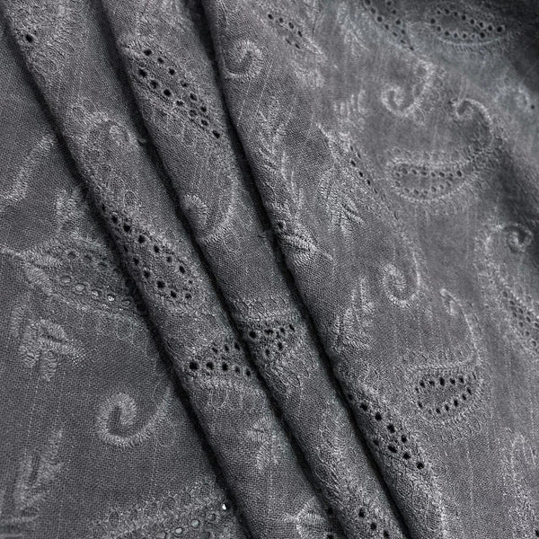 Burnout Linen Schiffli Jacquard Fabric