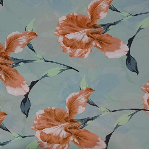Brush Flower Art Print On Royal Georgette RGPB80