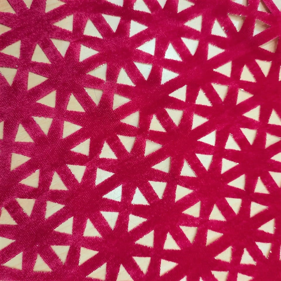 Geometrical Cut Work Velvet Fabric
