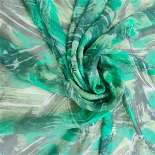 Abstract Brush Art Print On Silk Chiffon-SCPS102