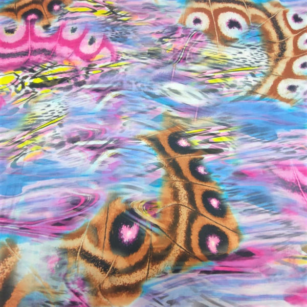 Peacock Print On Korean Satin-KSPS87