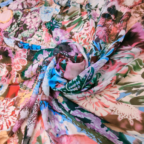 All Floral Print On Silk Chiffon-SCPS222
