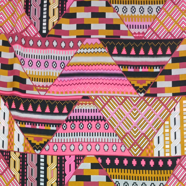 Neon Triangle Print On Habutai Satin HSPS21