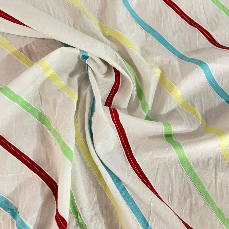 Cotton Stripe Embroidered Fabric OSCP418