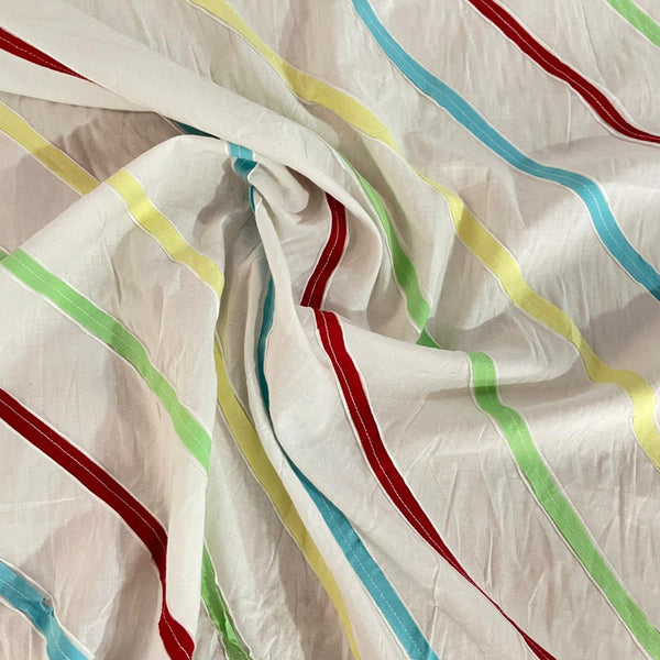 Cotton Stripe Embroidered Fabric OSCP418