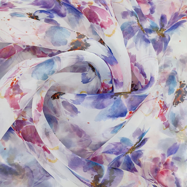 Brush Art Flowewr Print On Organza ORPA39