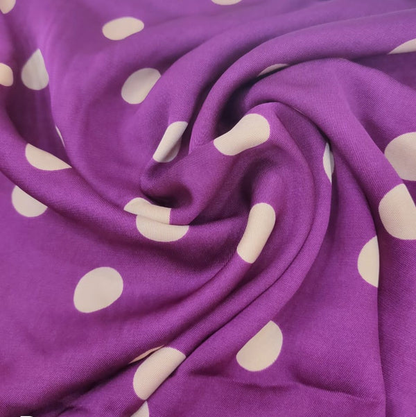 Polka Dots (Purple) Print On Twill Satin TSPS01