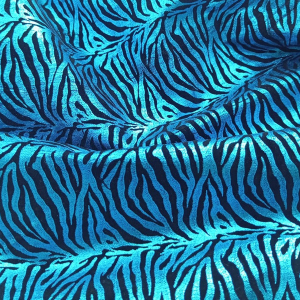 Blue Carbon Lycra Foil Print Fabric SFDS104