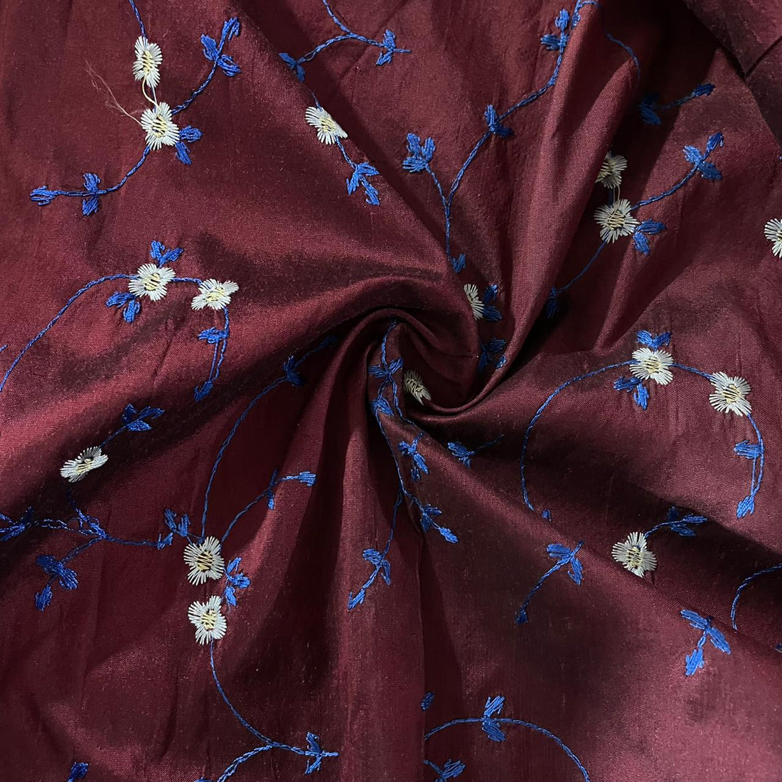 Embroidery on Raw Silk Dupion Woven Fabric- ERSD01