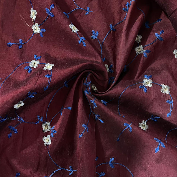 Embroidery on Raw Silk Dupion Woven Fabric- ERSD01
