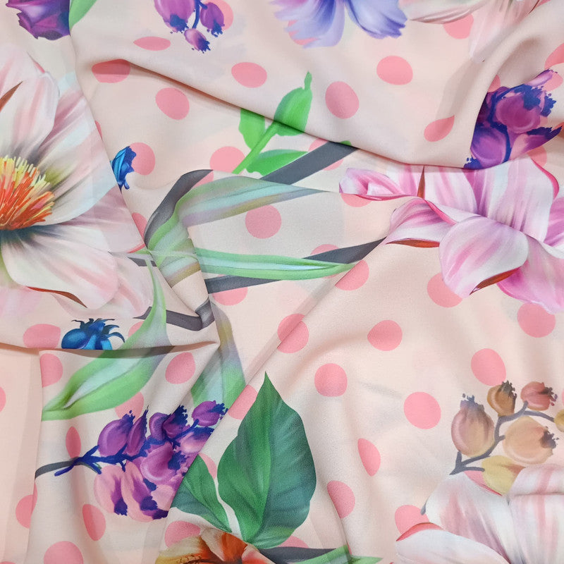 White Base Hibicus Flower Print On Royal Georgette RGPA43