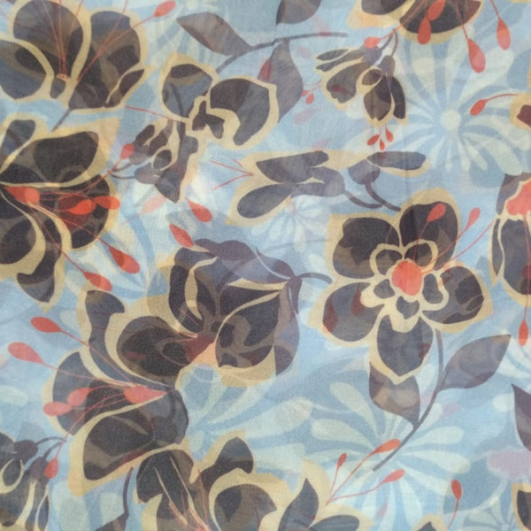 Brown Flower Print On Organza ORPA35
