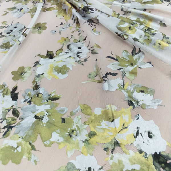 English Wedding Floral Print on 3D Net S24  3DPS06
